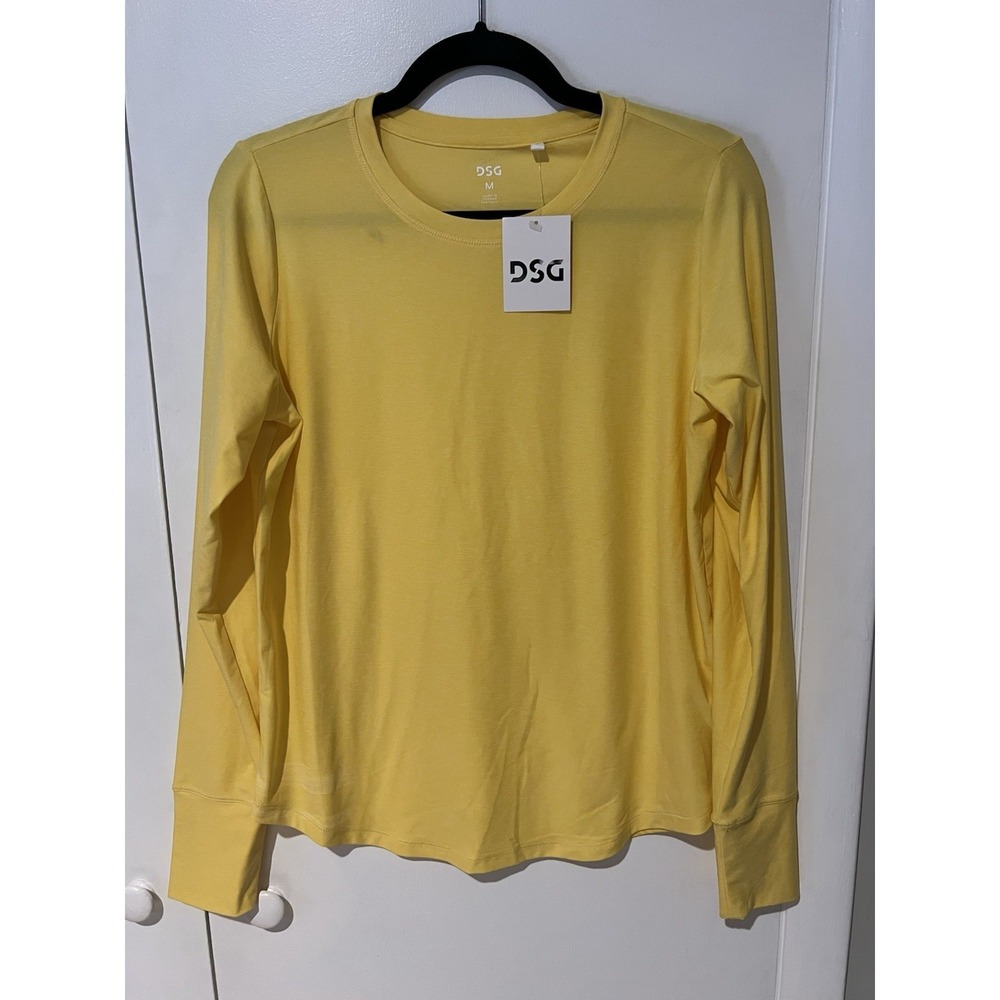 DSG Women's Medium Golden Sunset Heather Round Neck Long Sleeve Movement Top